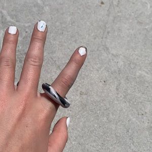 Black and white swirly ring